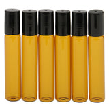 Maxbell 6pcs 10ml Mini Refillable Empty Glass Roll On Bottles for Travel Essential Oils Perfume Cosmetic Makeup Essence -  Light Brown / Steel Ball