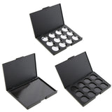Maxbell Cosmetic Black Empty Magnetic Palette Box Concealer Blush Eyeshadow Pressed Powder Makeup Case Organizer with 12 Pigment Tin Pots Pans