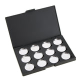 Maxbell Cosmetic Black Empty Magnetic Palette Box Concealer Blush Eyeshadow Pressed Powder Makeup Case Organizer with 12 Pigment Tin Pots Pans