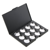 Maxbell Cosmetic Black Empty Magnetic Palette Box Concealer Blush Eyeshadow Pressed Powder Makeup Case Organizer with 12 Pigment Tin Pots Pans