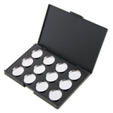 Maxbell Cosmetic Black Empty Magnetic Palette Box Concealer Blush Eyeshadow Pressed Powder Makeup Case Organizer with 12 Pigment Tin Pots Pans