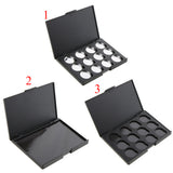 Maxbell Cosmetic Black Empty Magnetic Palette Box Concealer Blush Eyeshadow Pressed Powder Makeup Case Organizer with 12 Pigment Tin Pots Pans
