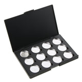 Maxbell Cosmetic Black Empty Magnetic Palette Box Concealer Blush Eyeshadow Pressed Powder Makeup Case Organizer with 12 Pigment Tin Pots Pans