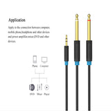 Maxbell 1meter/3ft Stereo 3.5mm to Dual 6.5mm Male to Male Audio Cable Cord Black