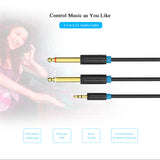 Maxbell 1meter/3ft Stereo 3.5mm to Dual 6.5mm Male to Male Audio Cable Cord Black