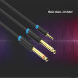 Maxbell 1meter/3ft Stereo 3.5mm to Dual 6.5mm Male to Male Audio Cable Cord Black