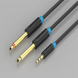 Maxbell 1meter/3ft Stereo 3.5mm to Dual 6.5mm Male to Male Audio Cable Cord Black