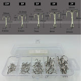 Maxbell Box of 50 Pieces High Carbon Steel Treble Hook Various Size Barbed Fishing Hooks Fishing Equipment