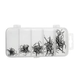 Maxbell Box of 50 Pieces High Carbon Steel Treble Hook Various Size Barbed Fishing Hooks Fishing Equipment