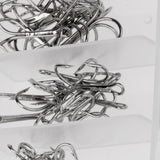 Maxbell Box of 50 Pieces High Carbon Steel Treble Hook Various Size Barbed Fishing Hooks Fishing Equipment