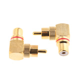 Maxbell 2x Right Angle RCA Adaptor Plug Male to Female 90 Degrees Gold Plated