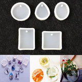 Maxbell 5Pcs Types Silicone Charm Pendant DIY Molds Jewelry Making Tools Moulds with Hole