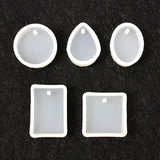 Maxbell 5Pcs Types Silicone Charm Pendant DIY Molds Jewelry Making Tools Moulds with Hole