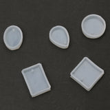 Maxbell 5Pcs Types Silicone Charm Pendant DIY Molds Jewelry Making Tools Moulds with Hole