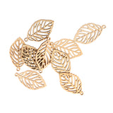 Maxbell Pack of 10 Hollow Out Leaves Wood Shapes Wood Charms for Woodcrafts