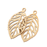 Maxbell Pack of 10 Hollow Out Leaves Wood Shapes Wood Charms for Woodcrafts