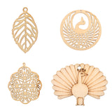 Maxbell Pack of 10 Hollow Out Leaves Wood Shapes Wood Charms for Woodcrafts