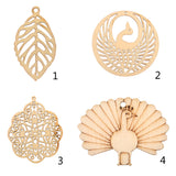 Maxbell Pack of 10 Hollow Out Leaves Wood Shapes Wood Charms for Woodcrafts