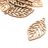Maxbell Pack of 10 Hollow Out Leaves Wood Shapes Wood Charms for Woodcrafts