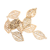 Maxbell Pack of 10 Hollow Out Leaves Wood Shapes Wood Charms for Woodcrafts
