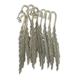 Maxbell 10 Pcs Antique Silver Beading Feather Bookmarks With Loop For Jewelry Making