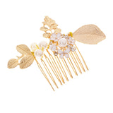 Maxbell Vintage Pearl Rhinestone Flower Hair Comb Slides Wedding Party Hairpins