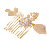 Maxbell Vintage Pearl Rhinestone Flower Hair Comb Slides Wedding Party Hairpins