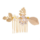 Maxbell Vintage Pearl Rhinestone Flower Hair Comb Slides Wedding Party Hairpins