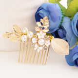 Maxbell Vintage Pearl Rhinestone Flower Hair Comb Slides Wedding Party Hairpins