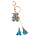 Maxbell Tassel Bear Charm Pendant Crystal Purse Bag Car Phone Key Chain Ring Keychain Keyring Blue