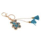 Maxbell Tassel Bear Charm Pendant Crystal Purse Bag Car Phone Key Chain Ring Keychain Keyring Blue