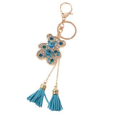 Maxbell Tassel Bear Charm Pendant Crystal Purse Bag Car Phone Key Chain Ring Keychain Keyring Blue