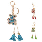 Maxbell Tassel Bear Charm Pendant Crystal Purse Bag Car Phone Key Chain Ring Keychain Keyring Blue