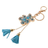Maxbell Tassel Bear Charm Pendant Crystal Purse Bag Car Phone Key Chain Ring Keychain Keyring Blue