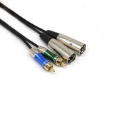 Maxbell Dual 3Pin XLR Male Plug to Dual RCA Male Patch Cable Microphone Audio Converter Connector Micro Adapter Cable