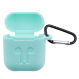 Maxbell Wireless Earphone Case Accessories, Silicone Protective Cover + Key Ring Clasp Set for Apple Airpods Teal