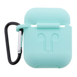 Maxbell Wireless Earphone Case Accessories, Silicone Protective Cover + Key Ring Clasp Set for Apple Airpods Teal