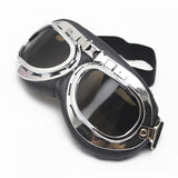 Maxbell Half Helmet Ggoggles , Motorcycle Goggles Black Soft Padded Silver Frame with Driving Mirrored Lens Dark Brown