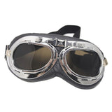 Maxbell Half Helmet Ggoggles , Motorcycle Goggles Black Soft Padded Silver Frame with Driving Mirrored Lens Dark Brown