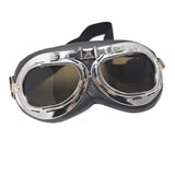 Maxbell Half Helmet Ggoggles , Motorcycle Goggles Black Soft Padded Silver Frame with Driving Mirrored Lens Dark Brown