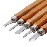 Maxbell 12Pieces Wooden Handle Carving Tools Chisels Engraving Cutting Kits For Rubber Soap Woodworking Craft