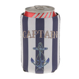 Maxbell Set of 2pcs First Mate Captain Anchor Pattern Stubby Beer Bottle Tin Cooler Wrap