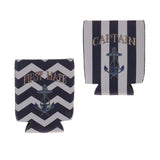 Maxbell Set of 2pcs First Mate Captain Anchor Pattern Stubby Beer Bottle Tin Cooler Wrap