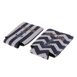 Maxbell Set of 2pcs First Mate Captain Anchor Pattern Stubby Beer Bottle Tin Cooler Wrap