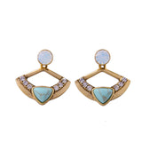 Maxbell Fashion Design Women Lady Rhinestone Crystal Fan Ear Studs Earrings