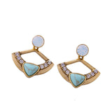 Maxbell Fashion Design Women Lady Rhinestone Crystal Fan Ear Studs Earrings