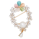 Maxbell Beautiful Crystal Pearls Bow Flower Metal Brooch Wedding Bridal Bouquet Pin for Women Ladies