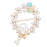 Maxbell Beautiful Crystal Pearls Bow Flower Metal Brooch Wedding Bridal Bouquet Pin for Women Ladies