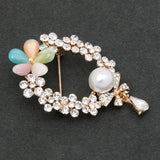 Maxbell Beautiful Crystal Pearls Bow Flower Metal Brooch Wedding Bridal Bouquet Pin for Women Ladies