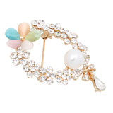 Maxbell Beautiful Crystal Pearls Bow Flower Metal Brooch Wedding Bridal Bouquet Pin for Women Ladies